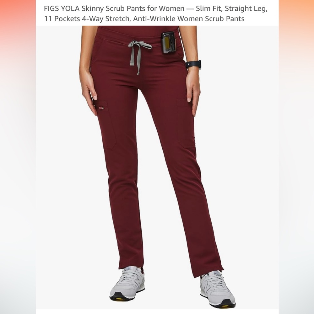 Figs yola skinny scrubs in burgundy. Size tall large. New without tags